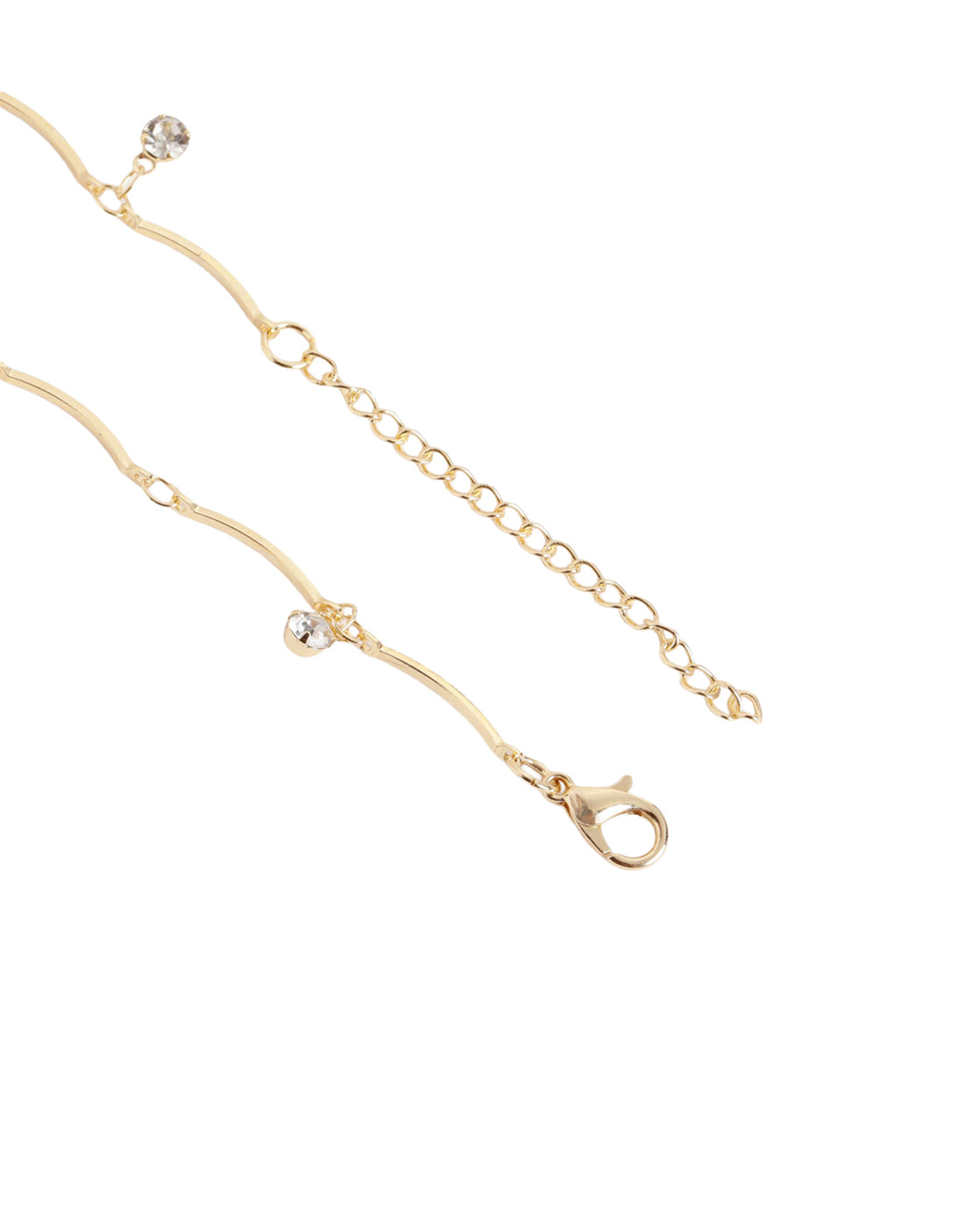 Gold Plated Contemporary Dangling CZ and Pearl Wave Necklace