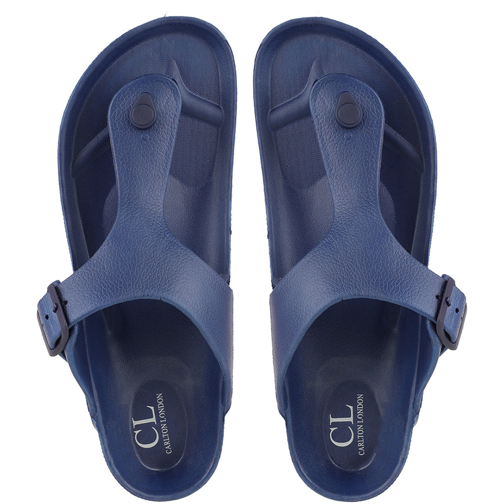 Men Solid Thong Slide with Adjustable Strap