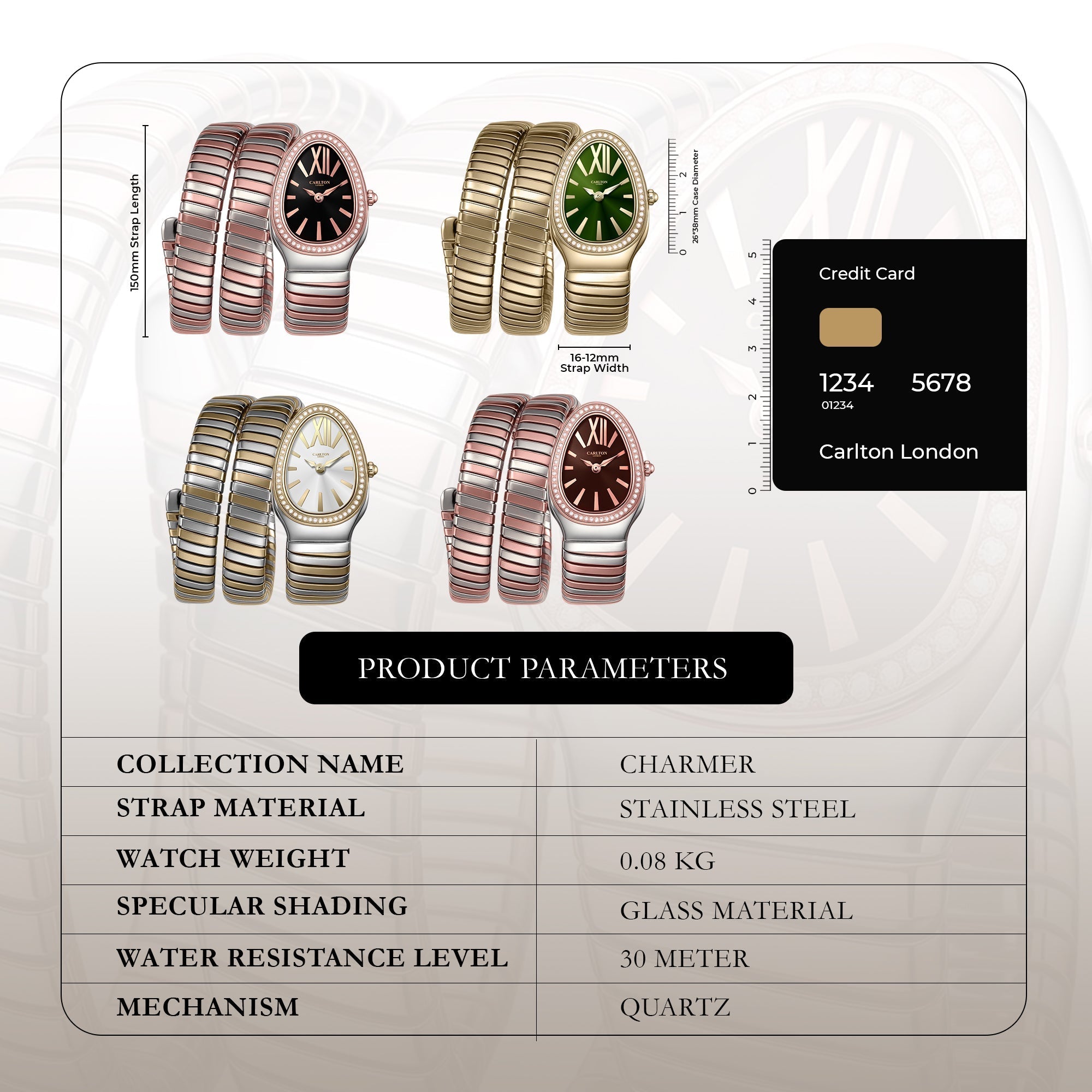 Carlton London Charmer Women Brown Stainless Steel Analog Watch - CLW-SNK-A4BR