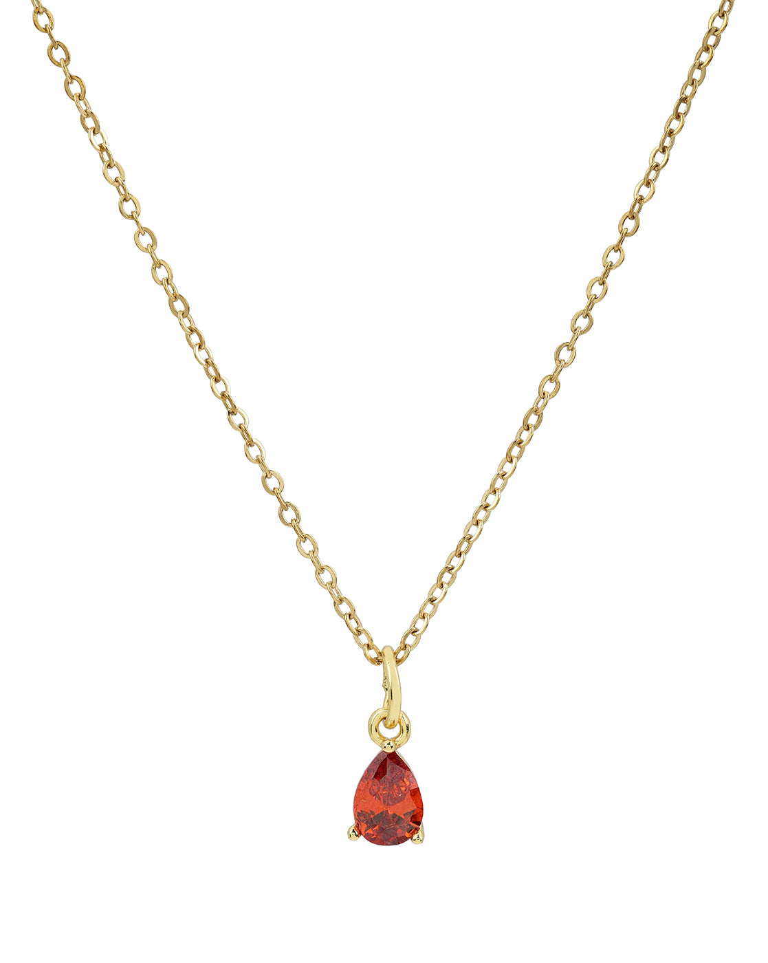 18kt Gold Plated CZ-Heart-Teardrop-Baguette & Round Interchangeable Solitaire Pendant with Chain Necklace