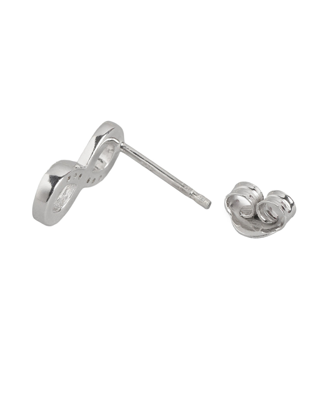 925 Sterling Silver Rhodium Plated CZ Infinity Petite Stud Earring