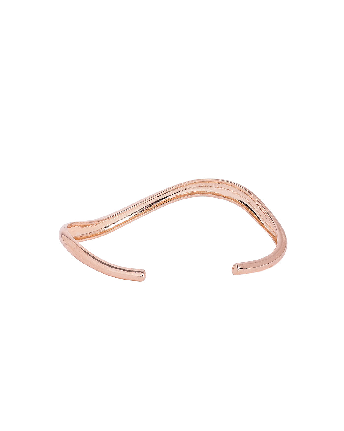 18kt Rose Gold Plated Contemporary Fluid Open Cuff Bracelet