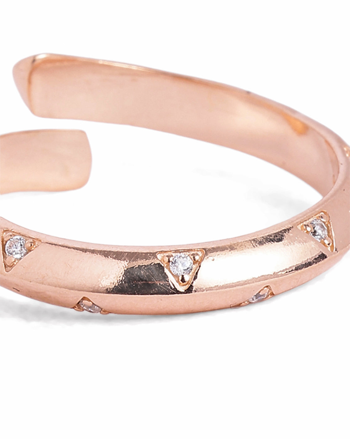 18kt Rose Gold Plated Fashionable CZ Adjustable Ring