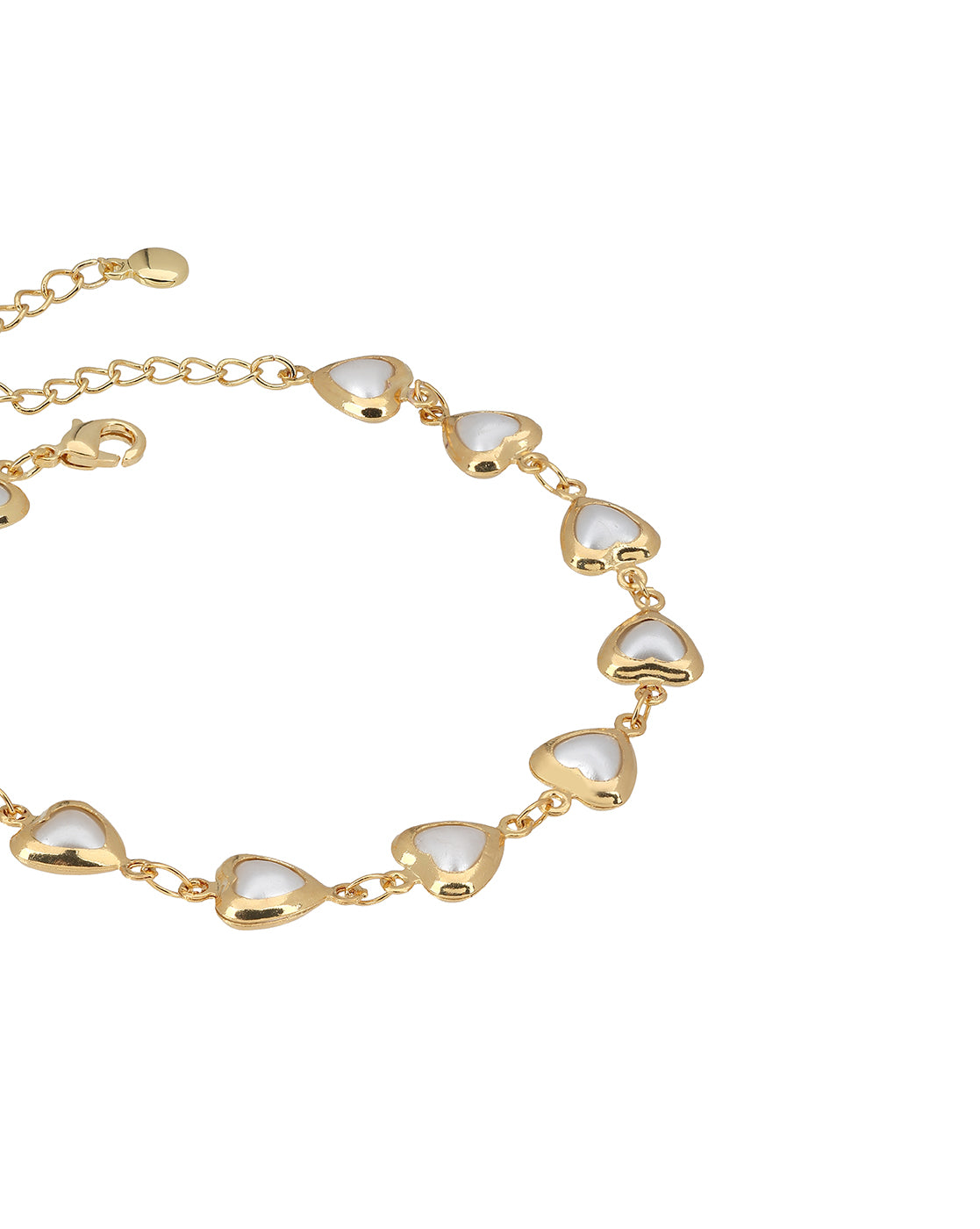 Gold Plated Designer Heart Pearl Bracelet