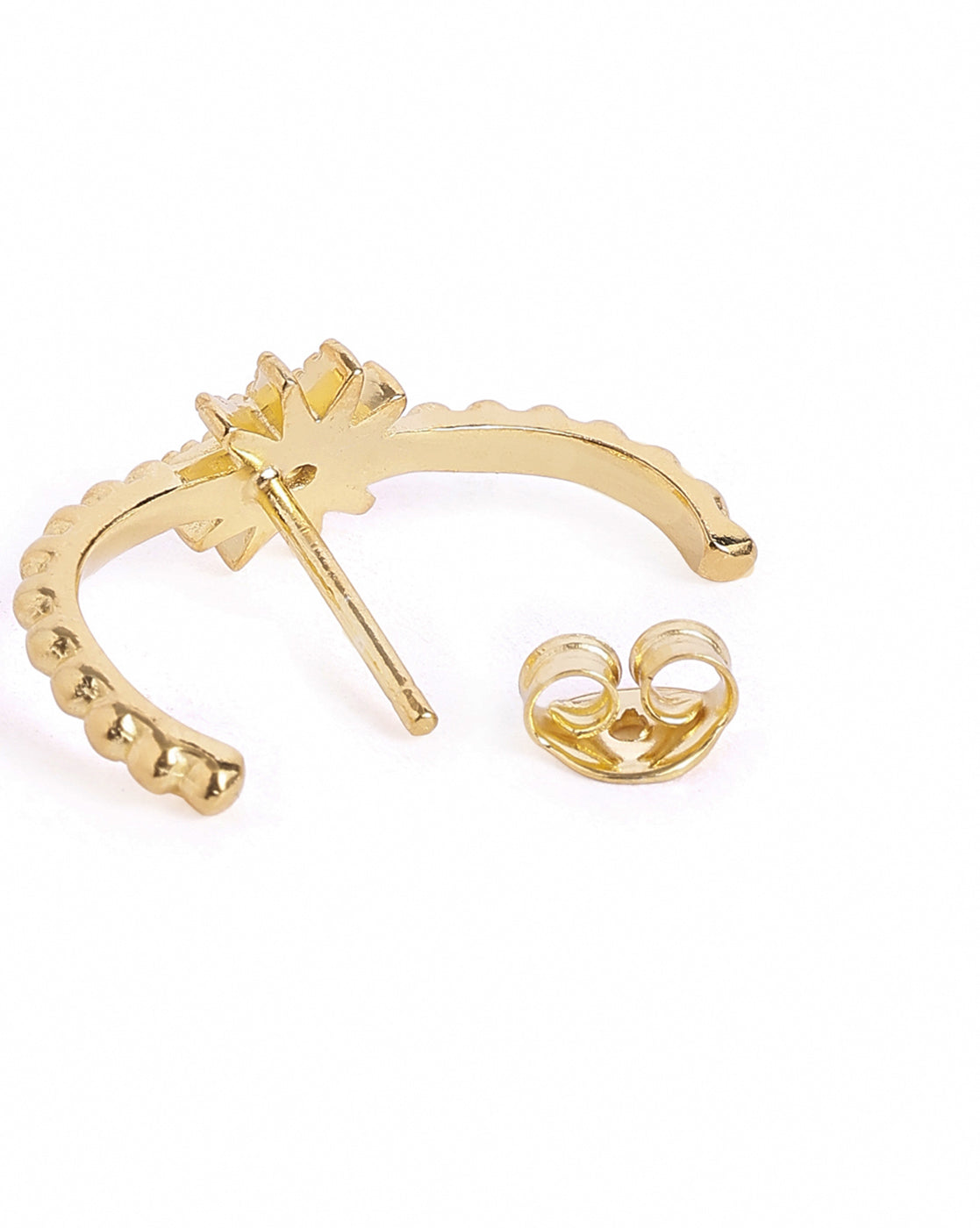 18kt Gold Plated CZ Sun Burst Ear Lobe Earring