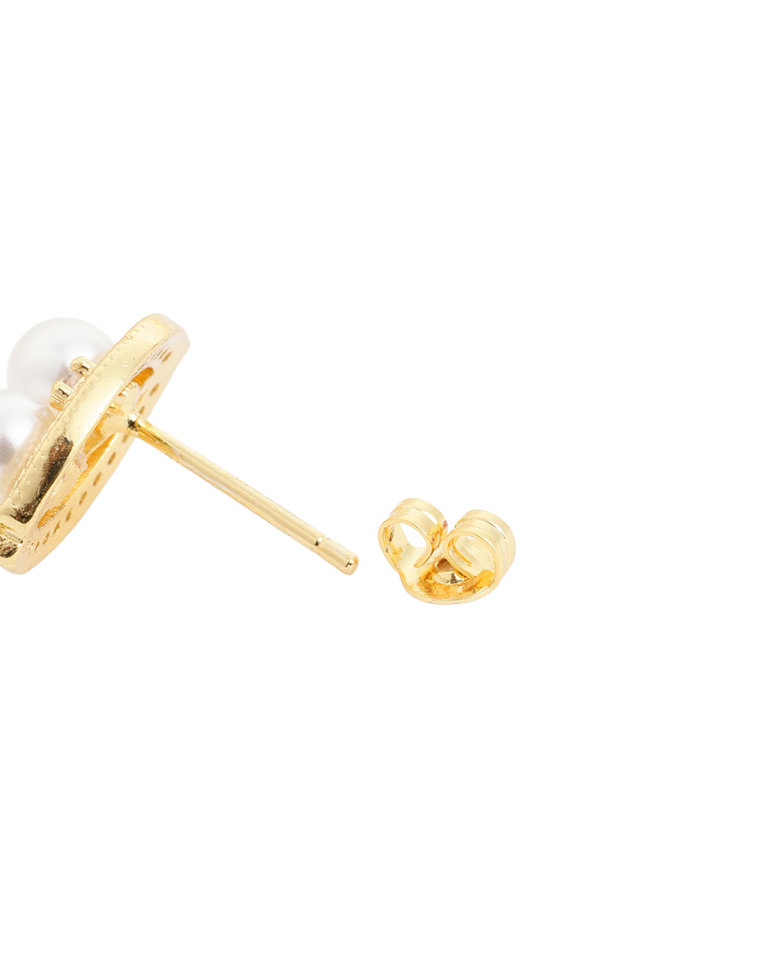 Premium Gold-Plated Twin Pearl CZ Oval Stud Earring