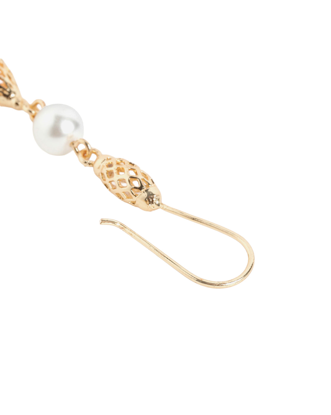 Gold-Plated Elegant Pearl Filigree Drop Earrings