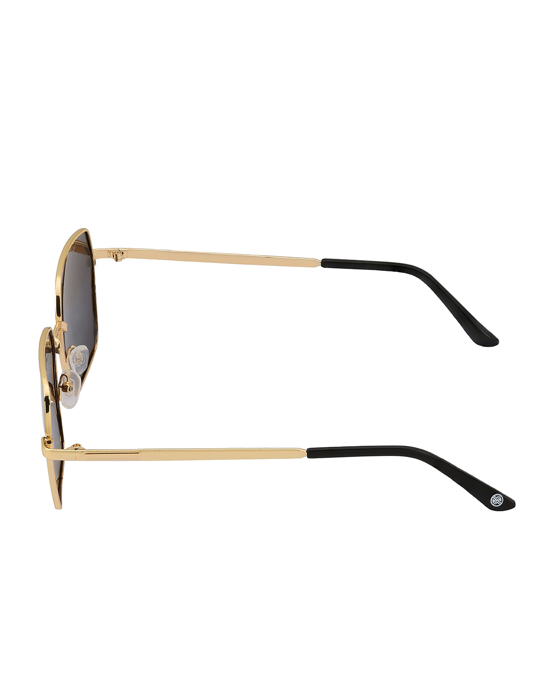 Women Gold and Black Toned Black Polarised Lens Rectangle Sunglasses