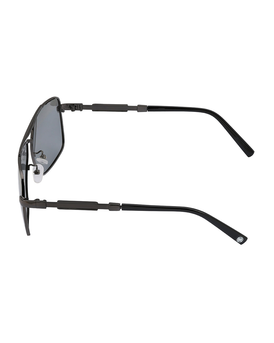 Men Metallic and Black Toned Clear Polarised Lens Rectangle Sunglasses