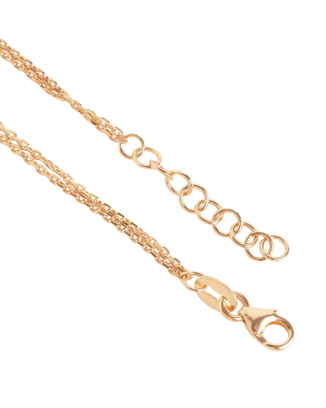 18kt Rose Gold Plated Modern Link and Double Chain Adjustable Bracelet