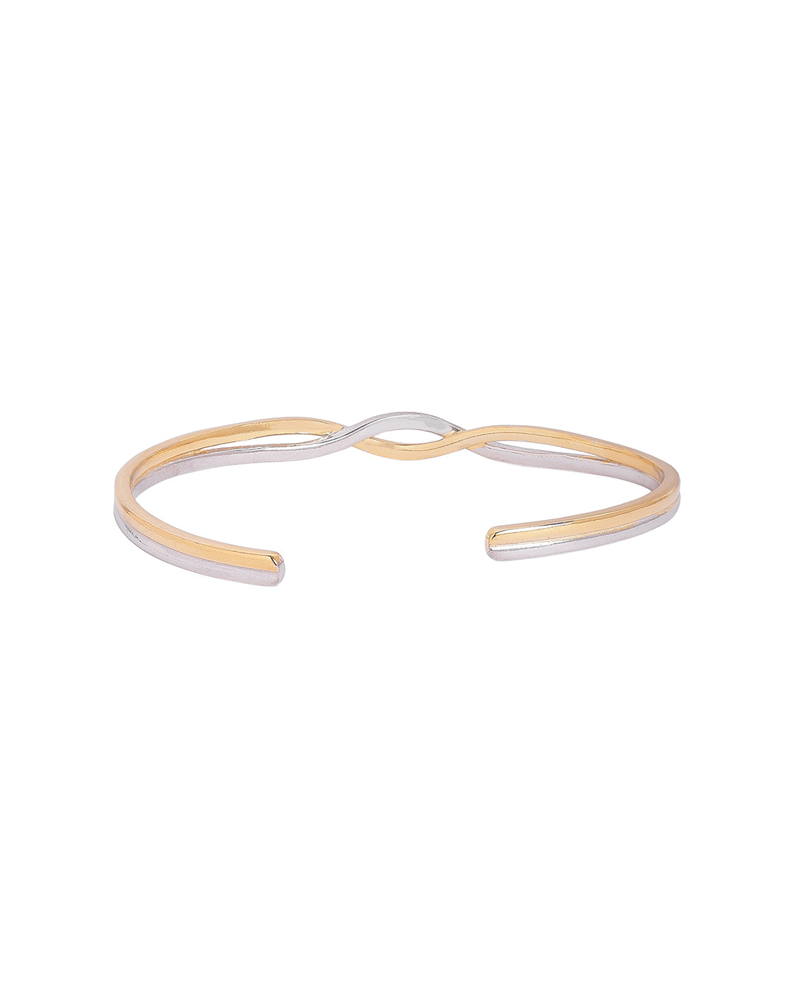 Rhodium and 18kt Gold Plated Twisted Cuff Bangle