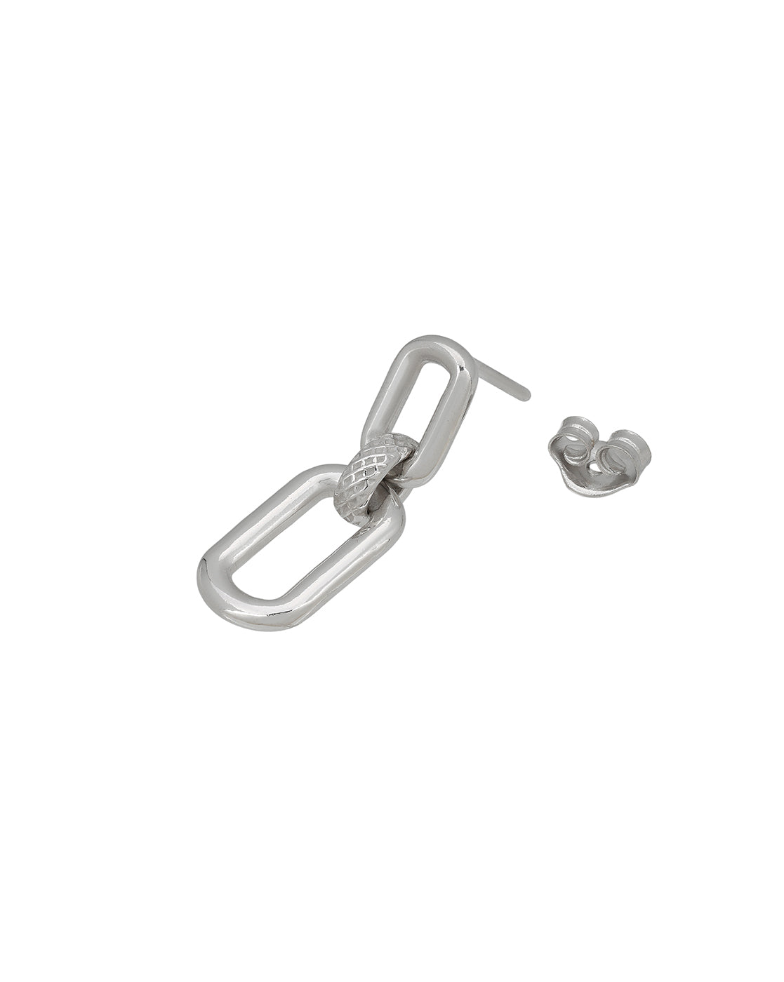 Rhodium Plated Interlocking Drop Earring