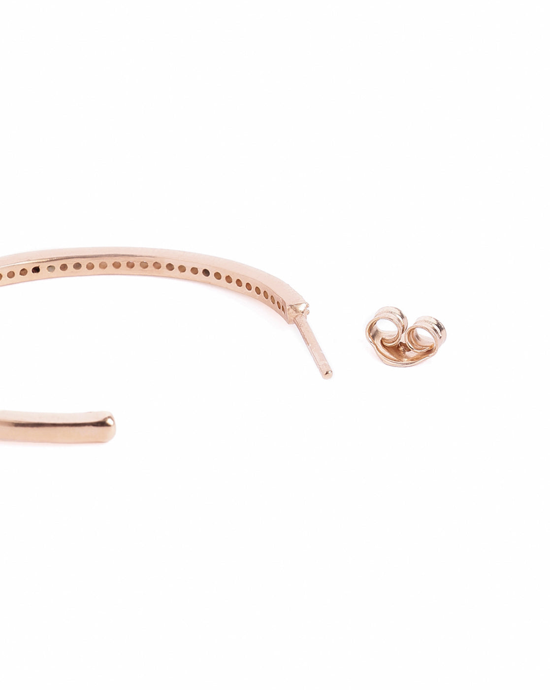 18kt Rose Gold Plated CZ Oval Bold Half Hoop Earring