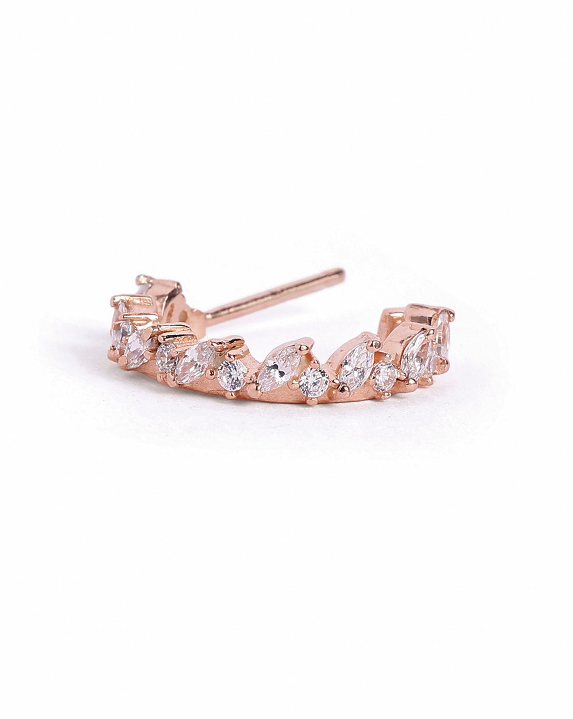 18kt Rose Gold Plated CZ Half Hoop Earring
