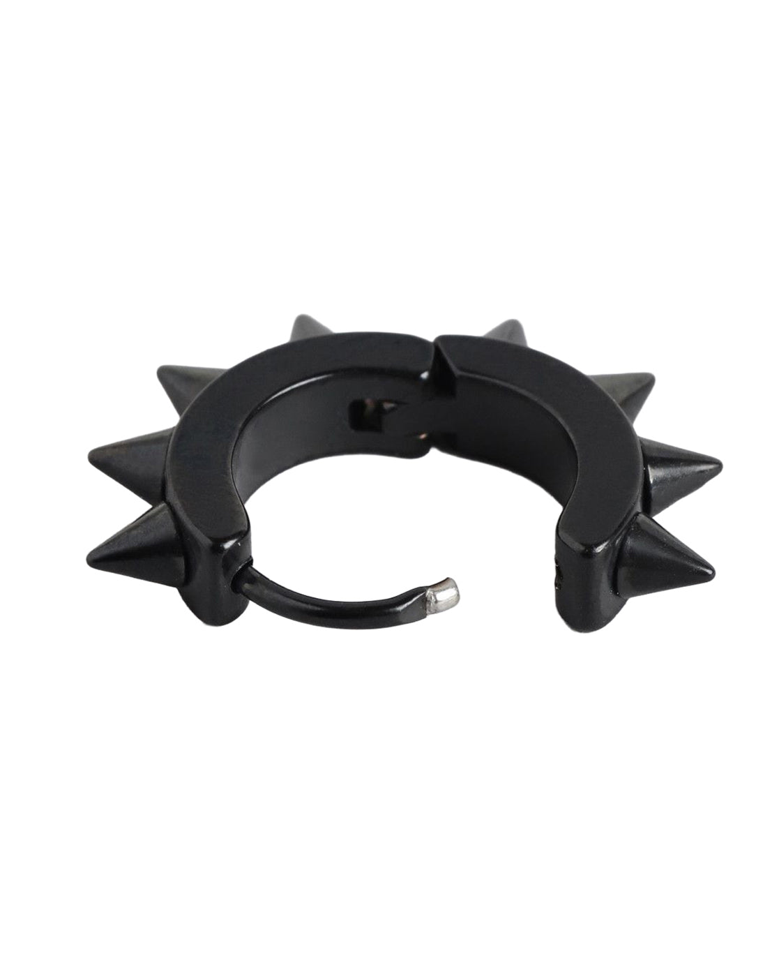 Men Black Toned Spike Hoop Earring