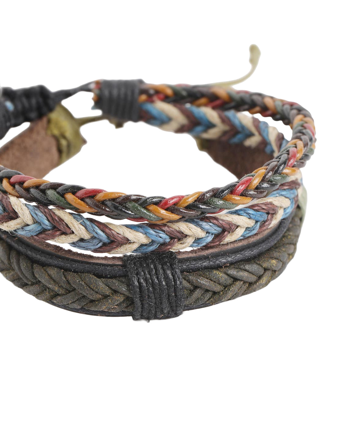 Men Set of 2 Bohemian Multistrand Adjustable Faux Leather Bracelet