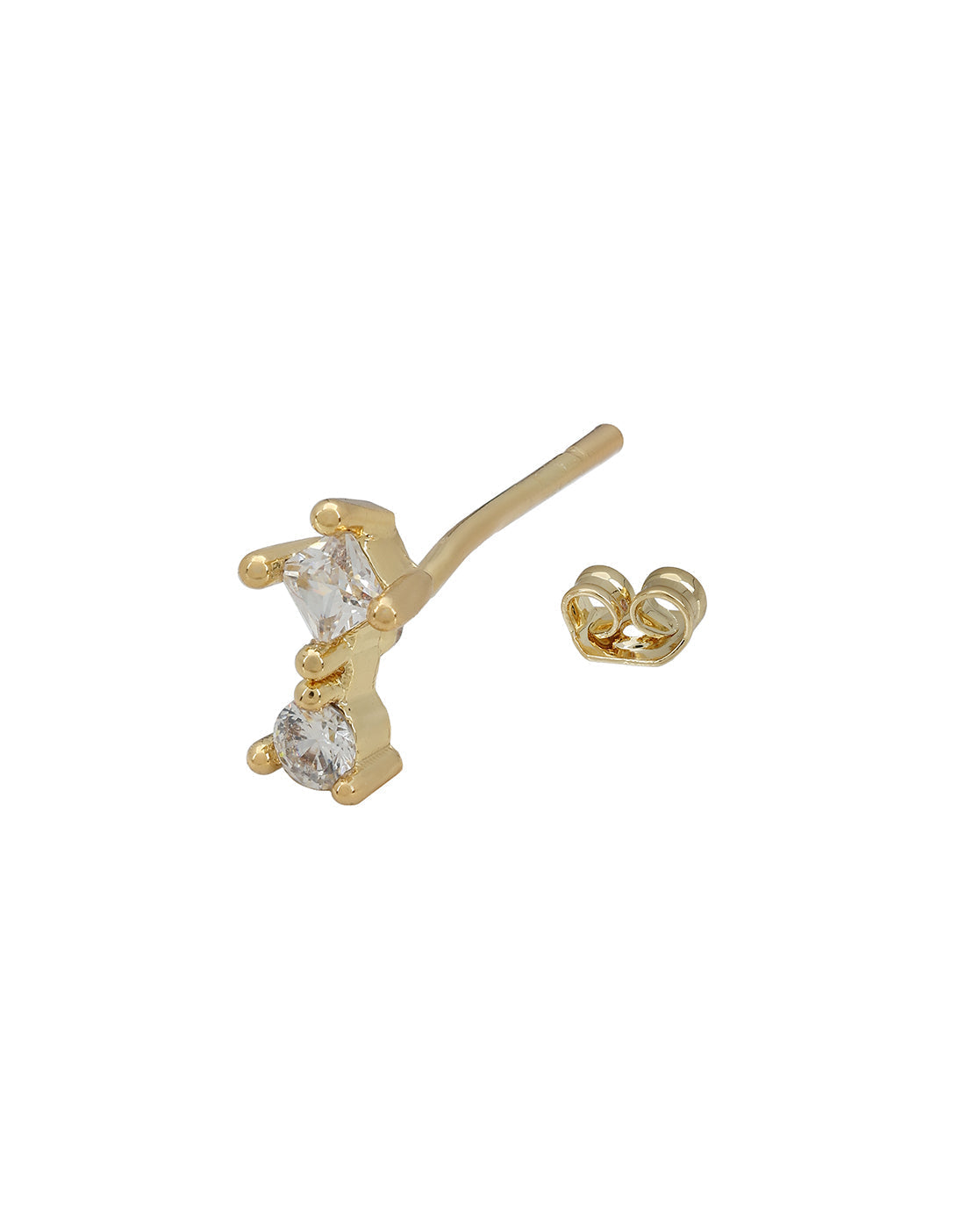 Set of Gold Plated Contemporary CZ Studded Heart, Cuff & Ear Piercing Set