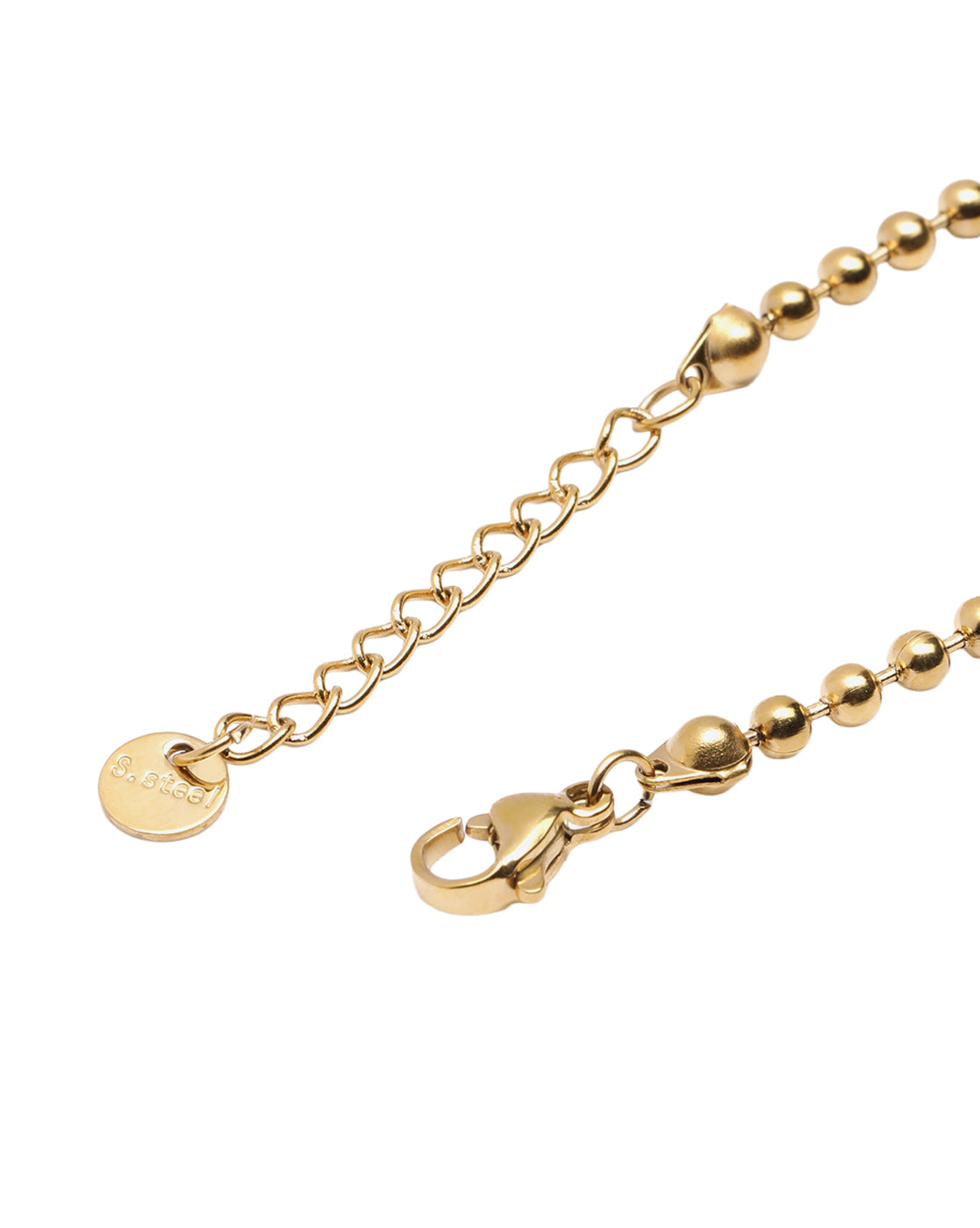 18kt Gold Plated Solitaire Heart Studded Ball Chain Adjustable Bracelet