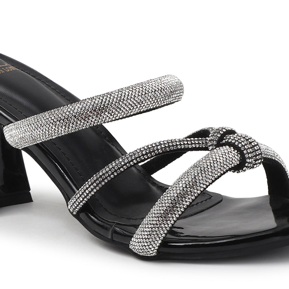 Lustrous Knot Strap Block Heel Women&