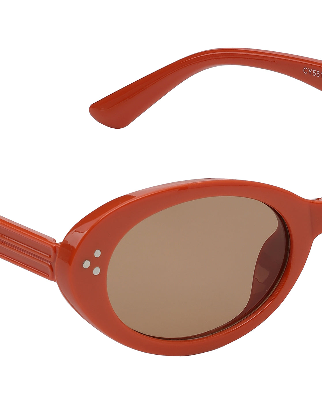 Women Orange Toned UV Protected Brown Lens Oval Sunglasses
