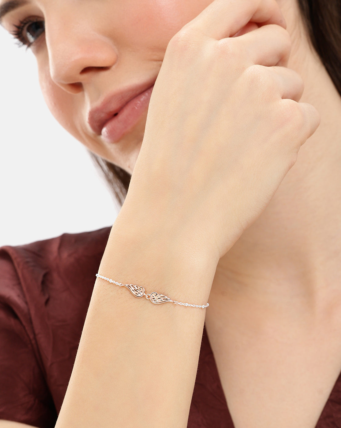 925 Sterling Silver Rhodium Plated Angel Wings Charm Bracelet