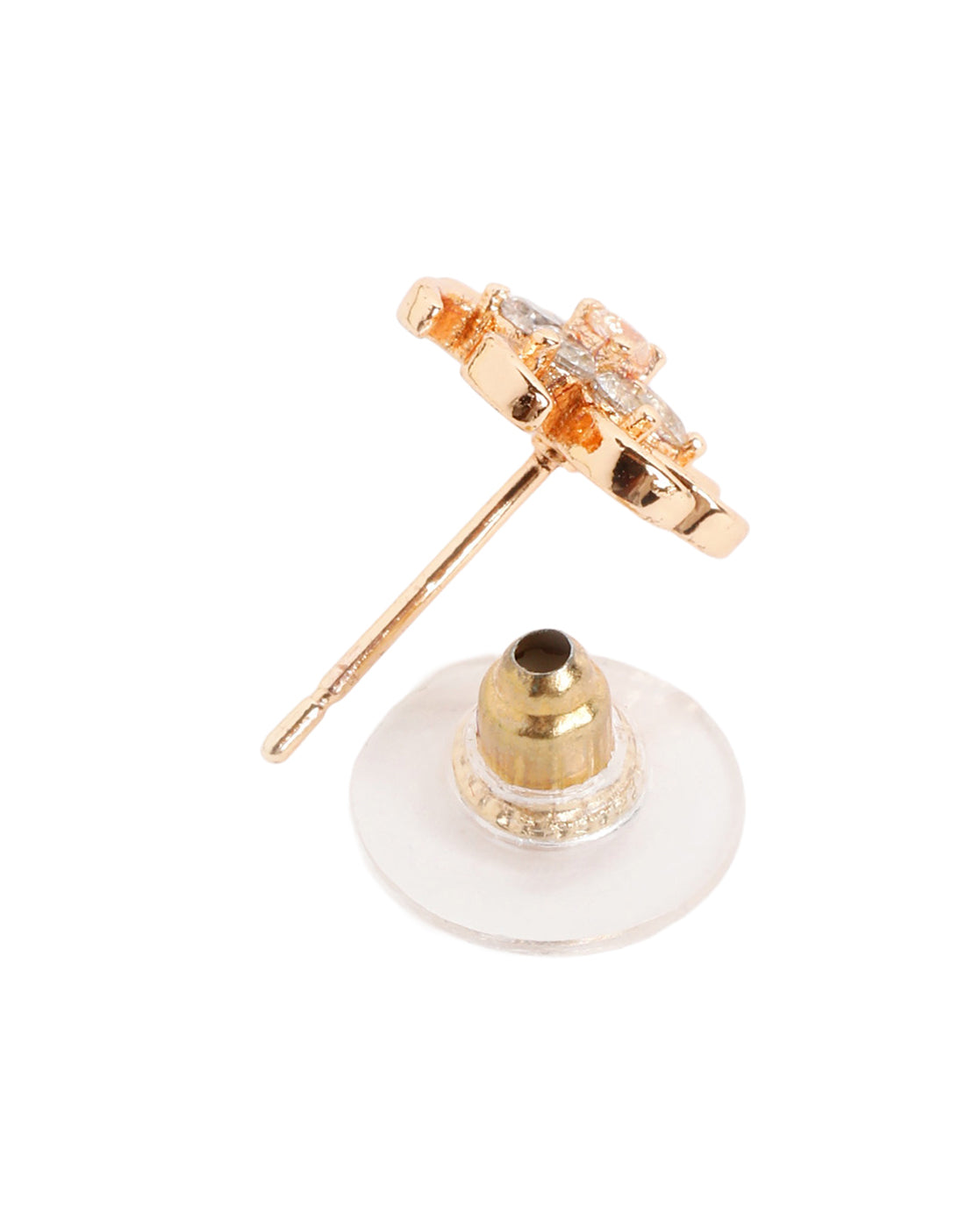 Rose Gold Plated CZ Sparkle Swirl Bold Stud Earring