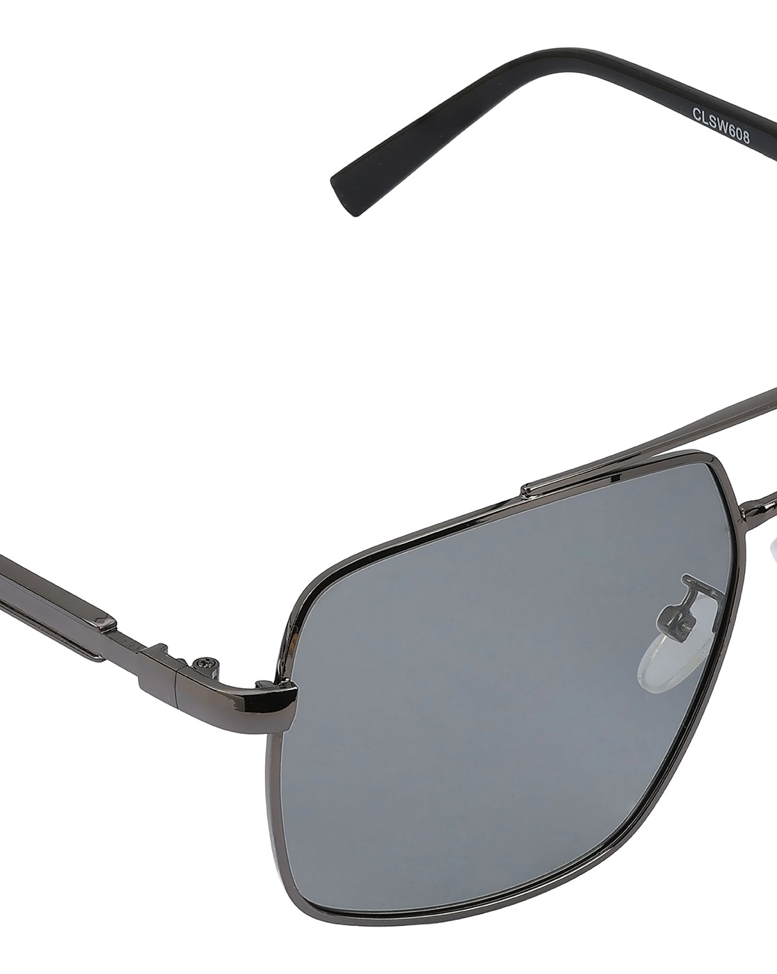 Men Metallic and Black Toned Clear Polarised Lens Rectangle Sunglasses