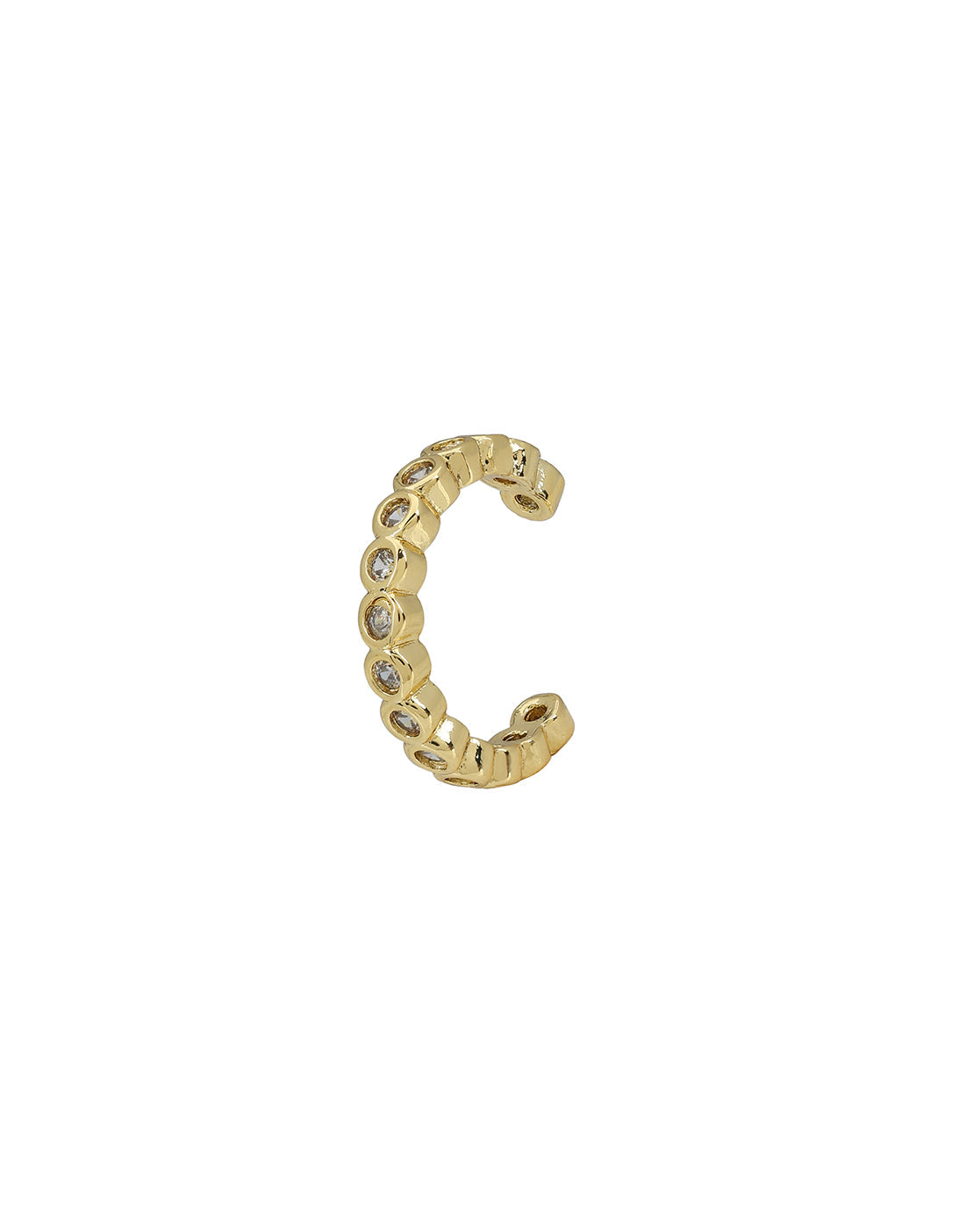 Gold Plated Designer Ear Cuff, Petite Stud & Front-Back Earring Piercing Set
