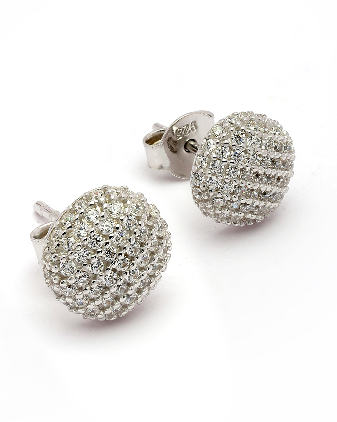 925 Sterling Silver Rhodium Plated CZ Circular Mini Stud Earring