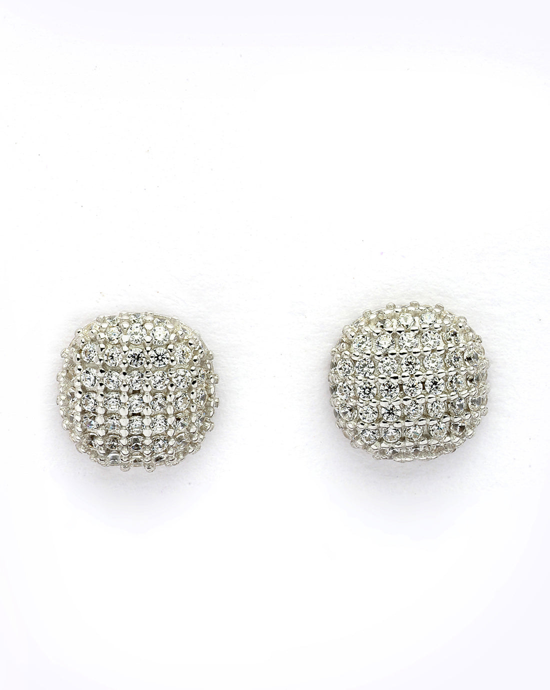 925 Sterling Silver Rhodium Plated CZ Circular Mini Stud Earring