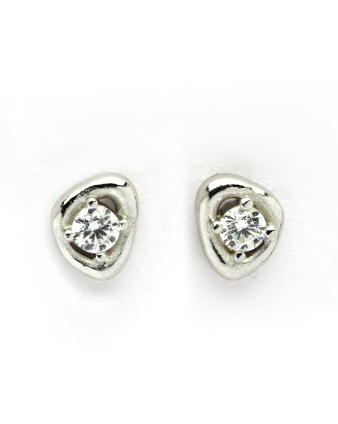 925 Sterling Silver Rhodium Plated CZ Mini Stud Earring