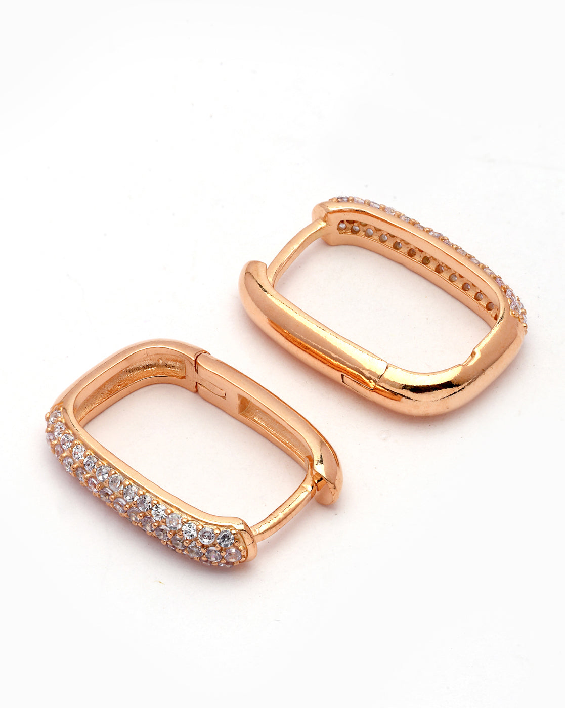 18kt Rose Gold Plated CZ Square Hoop Earring