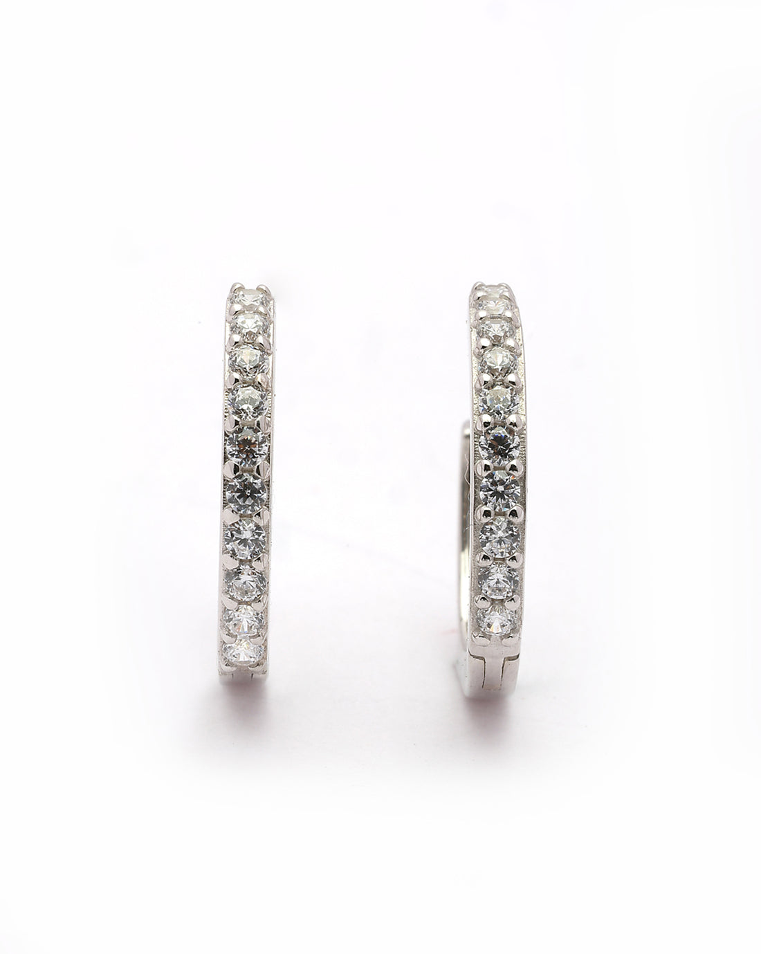 925 Sterling Silver Rhodium Plated CZ Hoop Earring