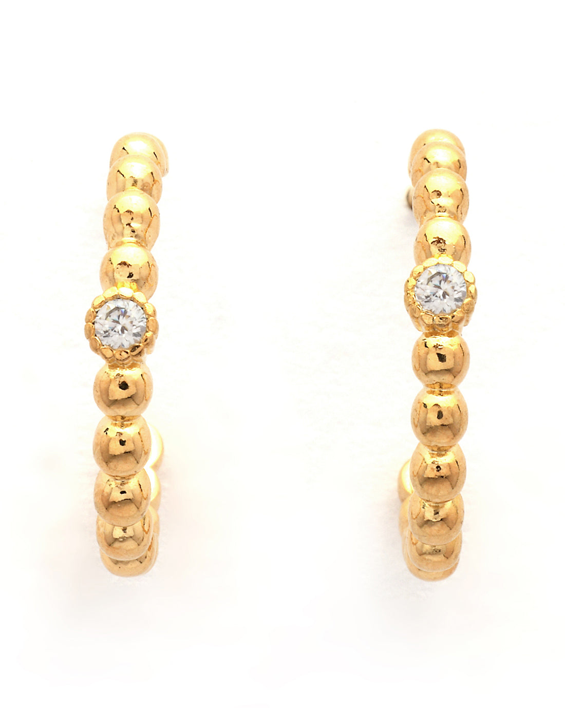 18kt Gold Plated CZ Half Hoop Earring