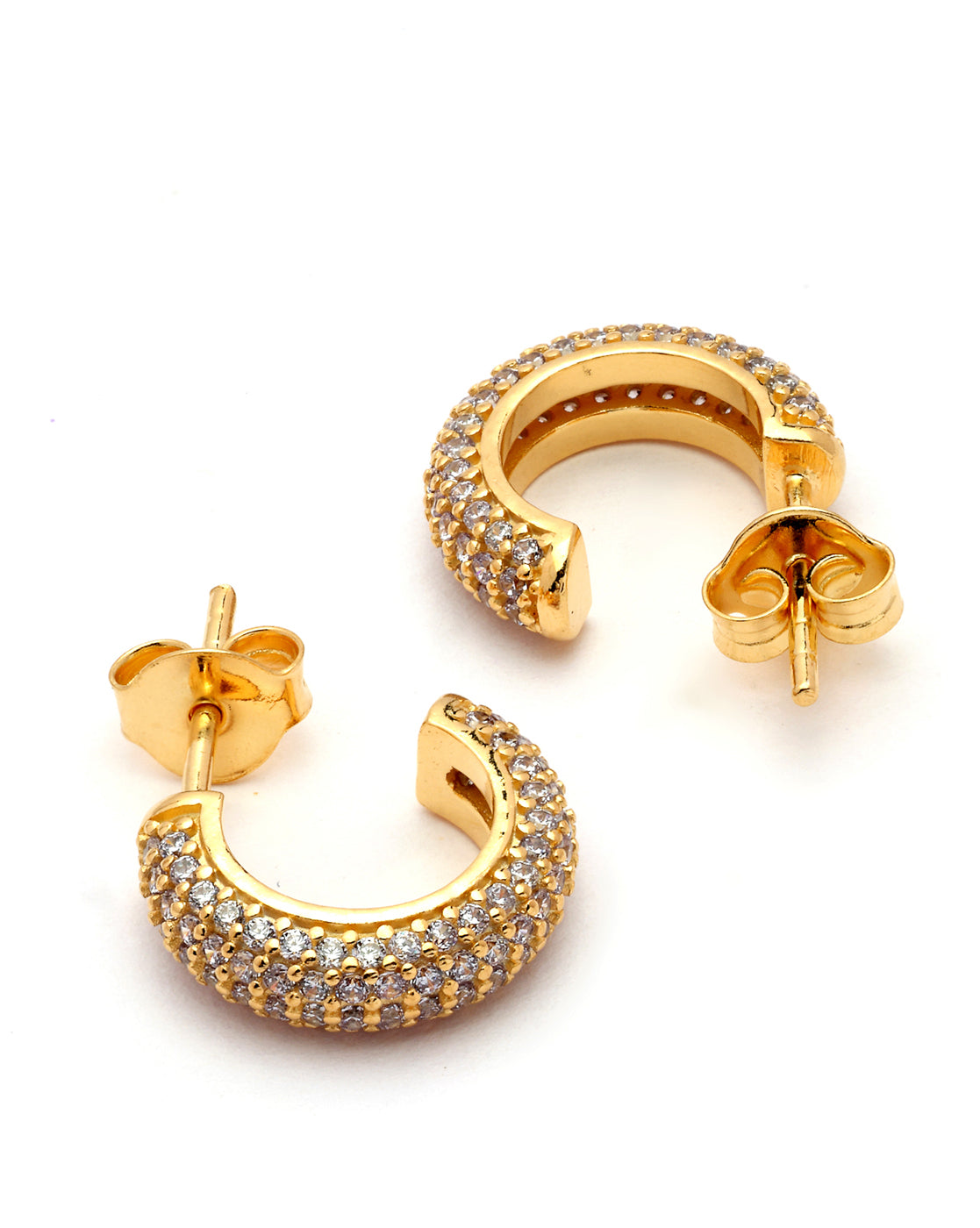 18kt Gold Plated CZ Half Hoop Earring