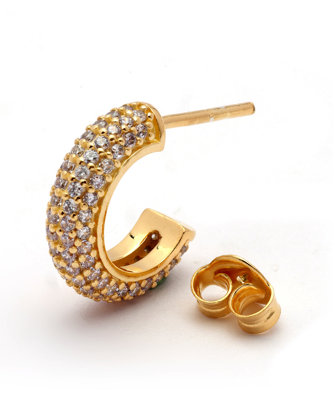 18kt Gold Plated CZ Half Hoop Earring
