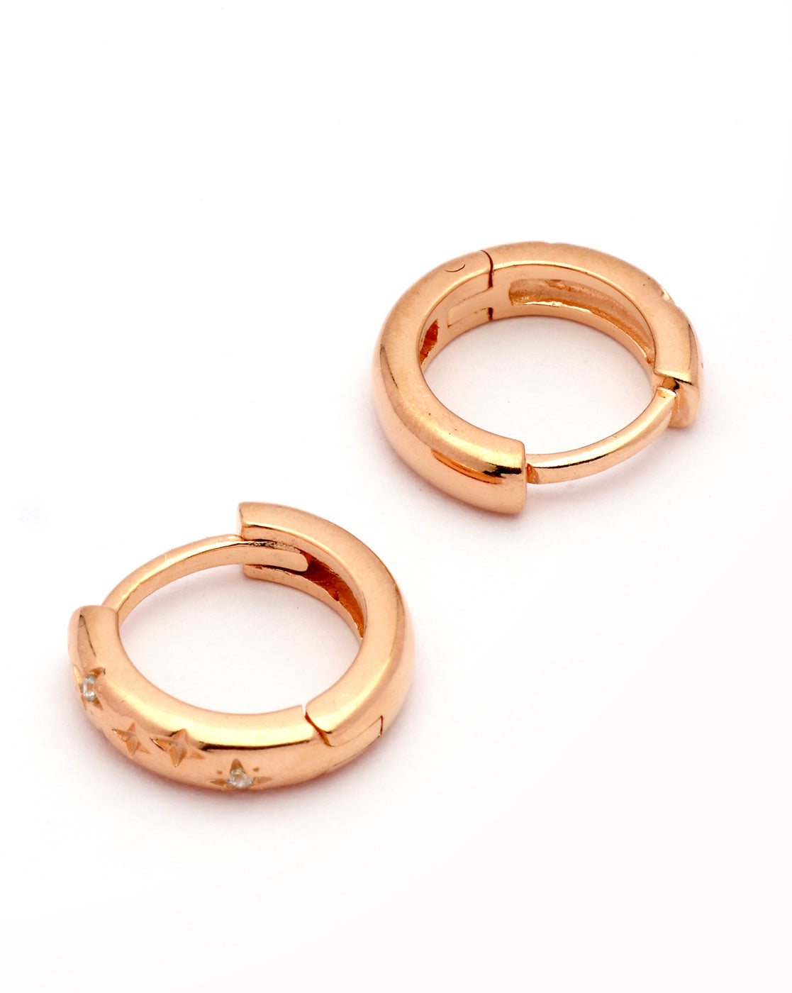 18kt Rose Gold Plated CZ Mini Hoop Earring