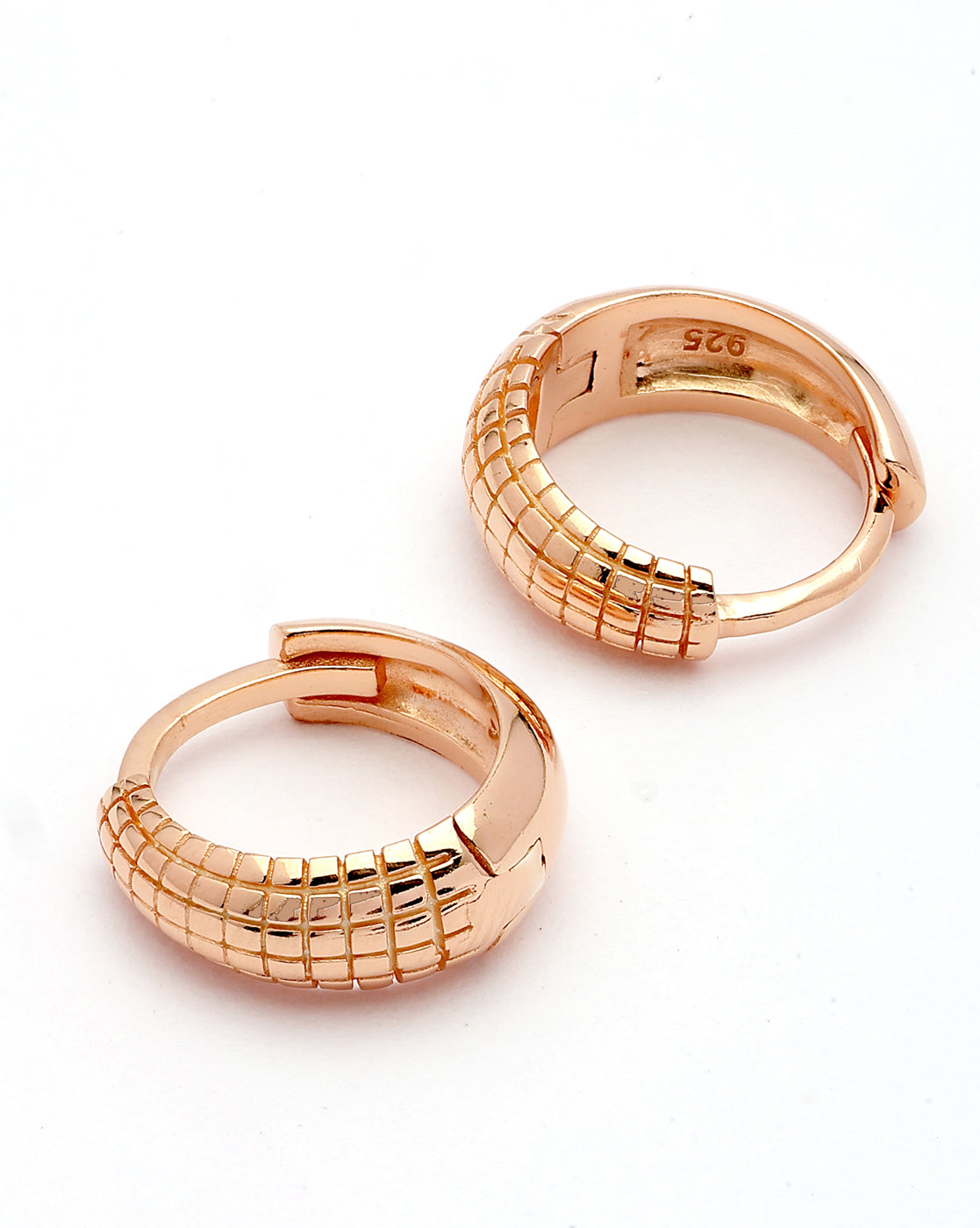 925 Sterling Silver 18kt Rose Gold Plated Timeless Classic Hoop Earring
