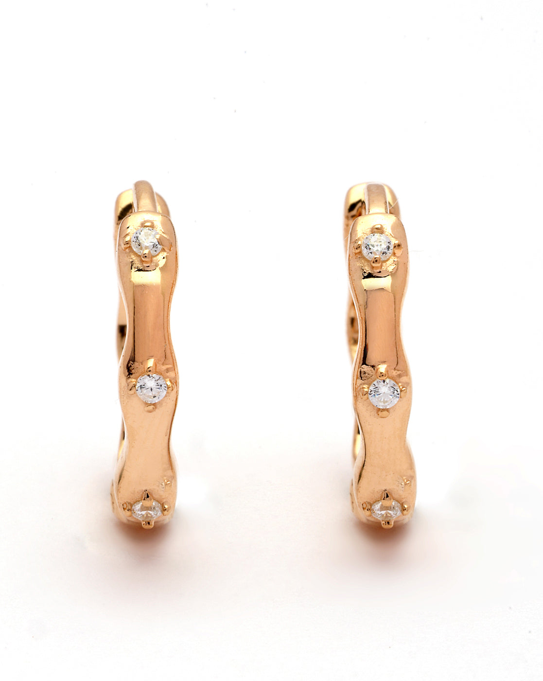 925 Sterling Silver 18kt Rose Gold Plated CZ Hoop Earring