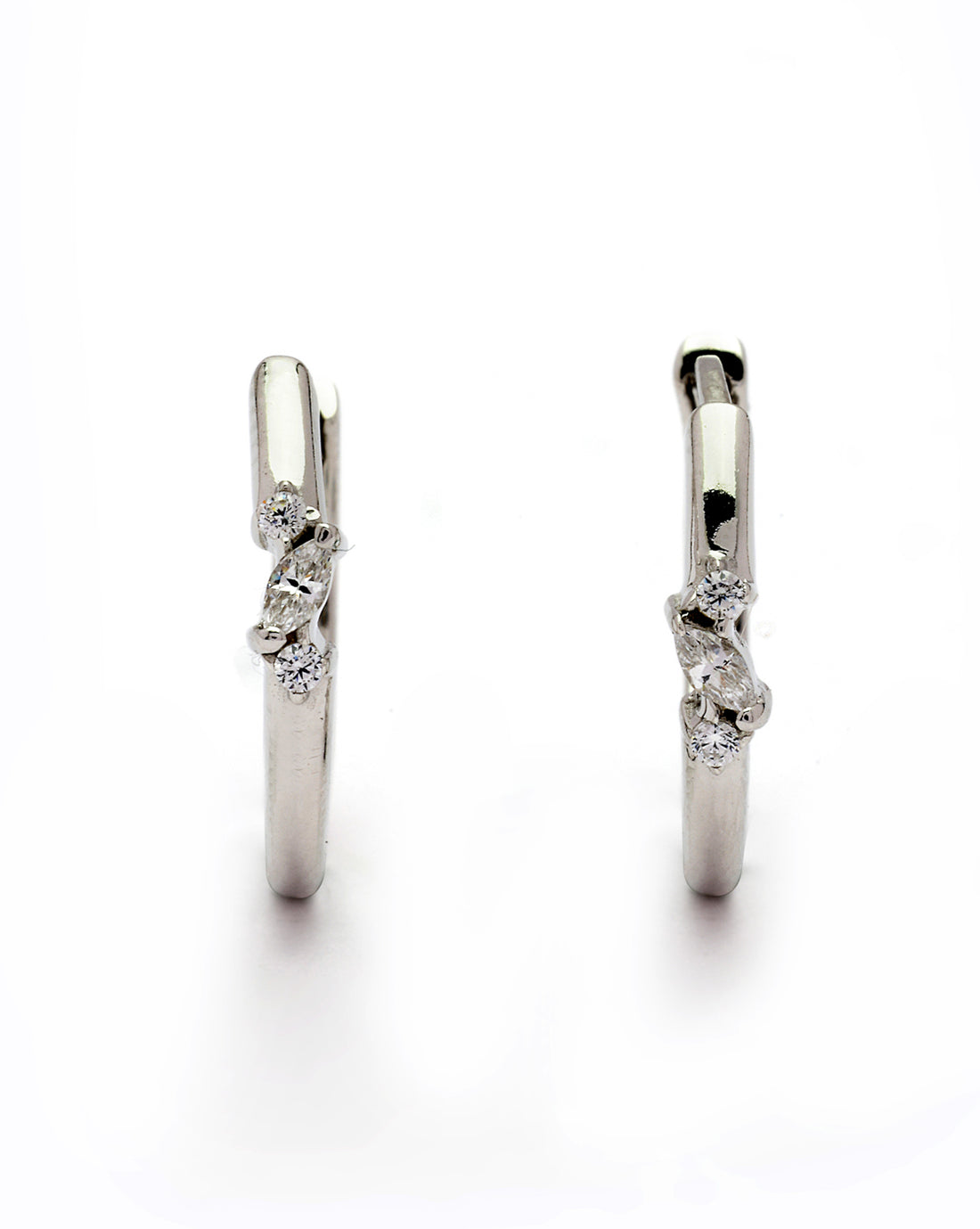 925 Sterling Silver Rhodium Plated CZ Hoop Earring