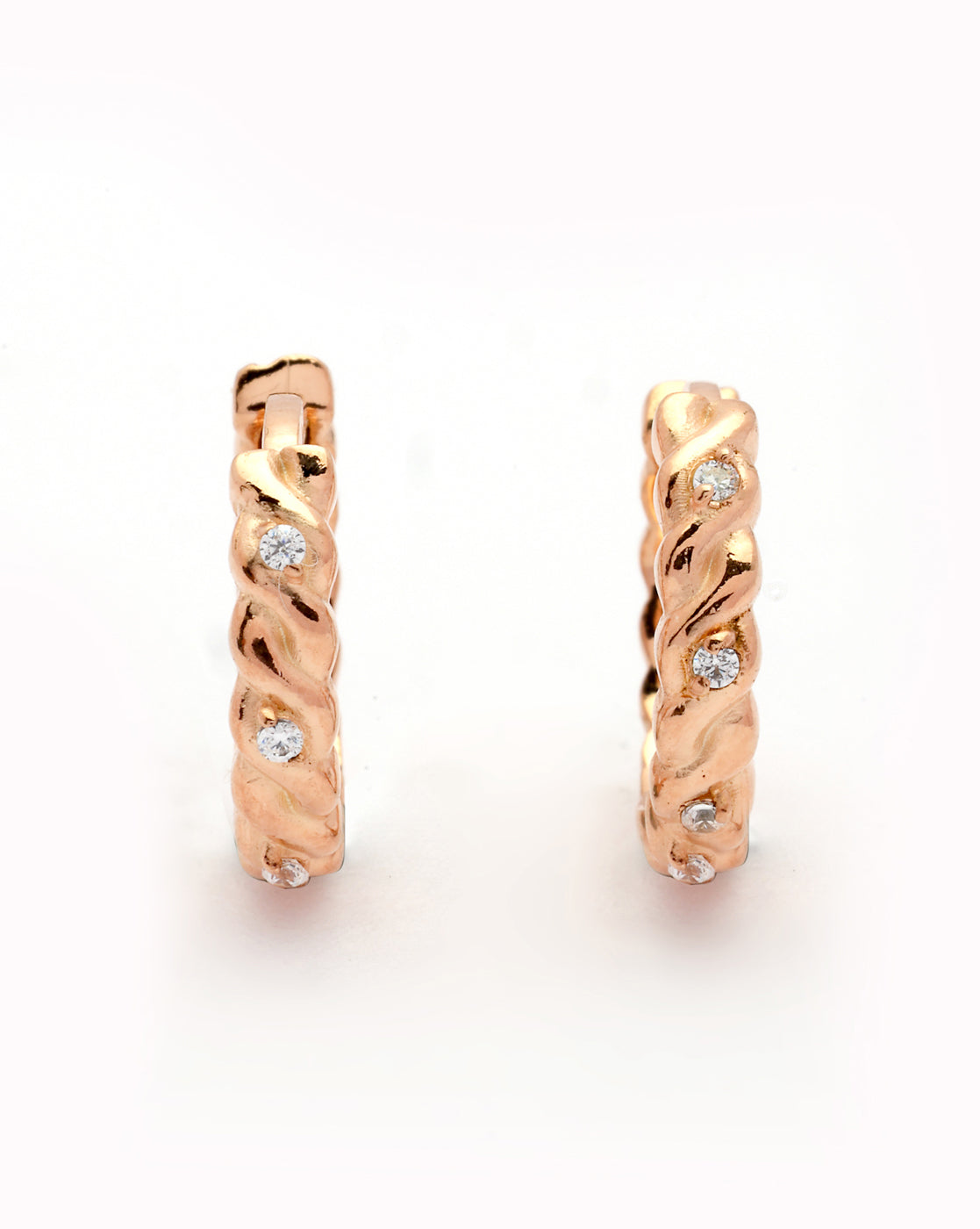 18kt Rose Gold Plated CZ Mini Hoop Earring