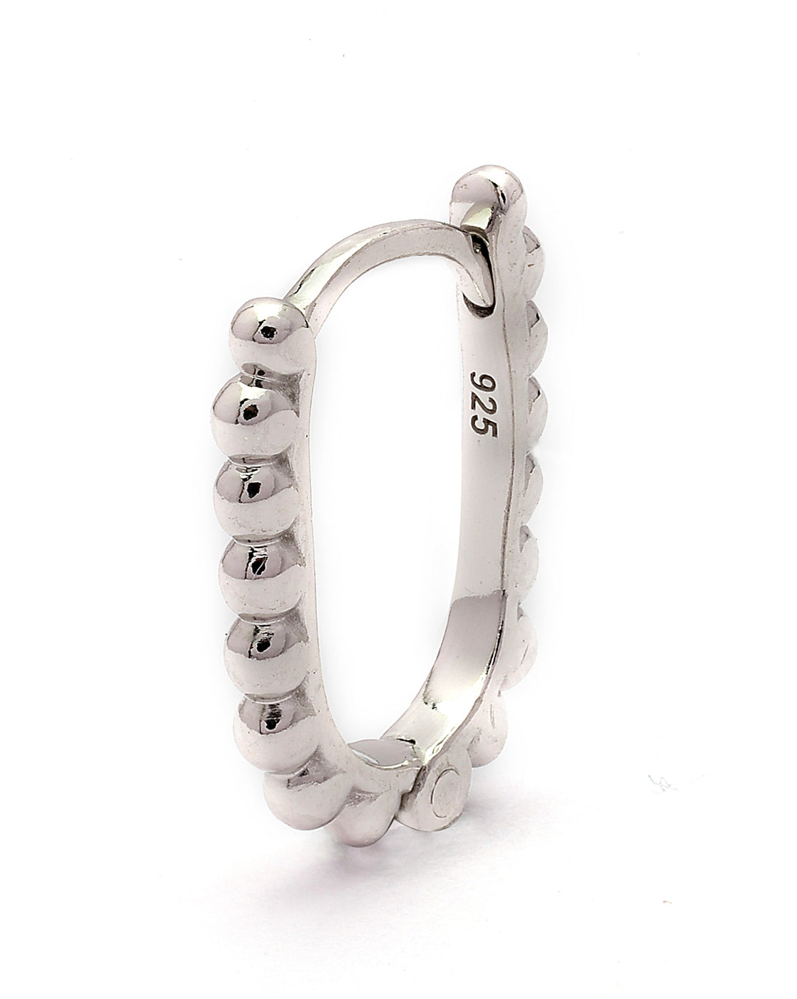 925 Sterling Silver Rhodium Plated Oval Hoop Earring