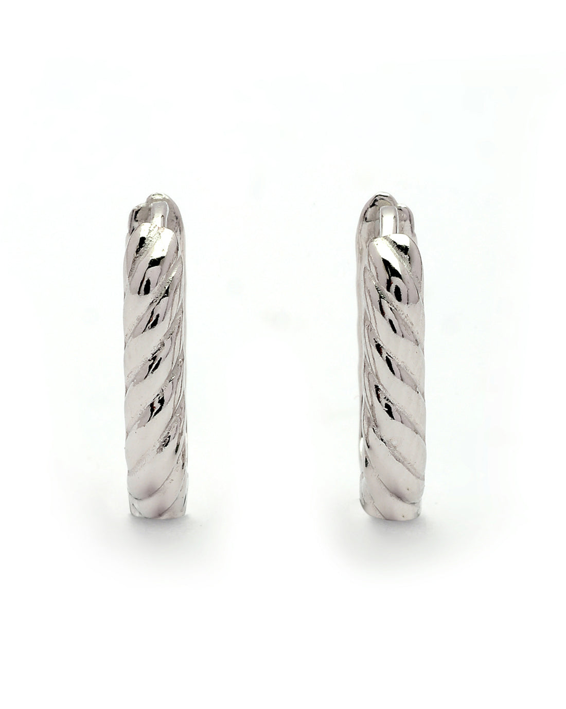 925 Sterling Silver Rhodium Plated Oval Mini Hoop Earring