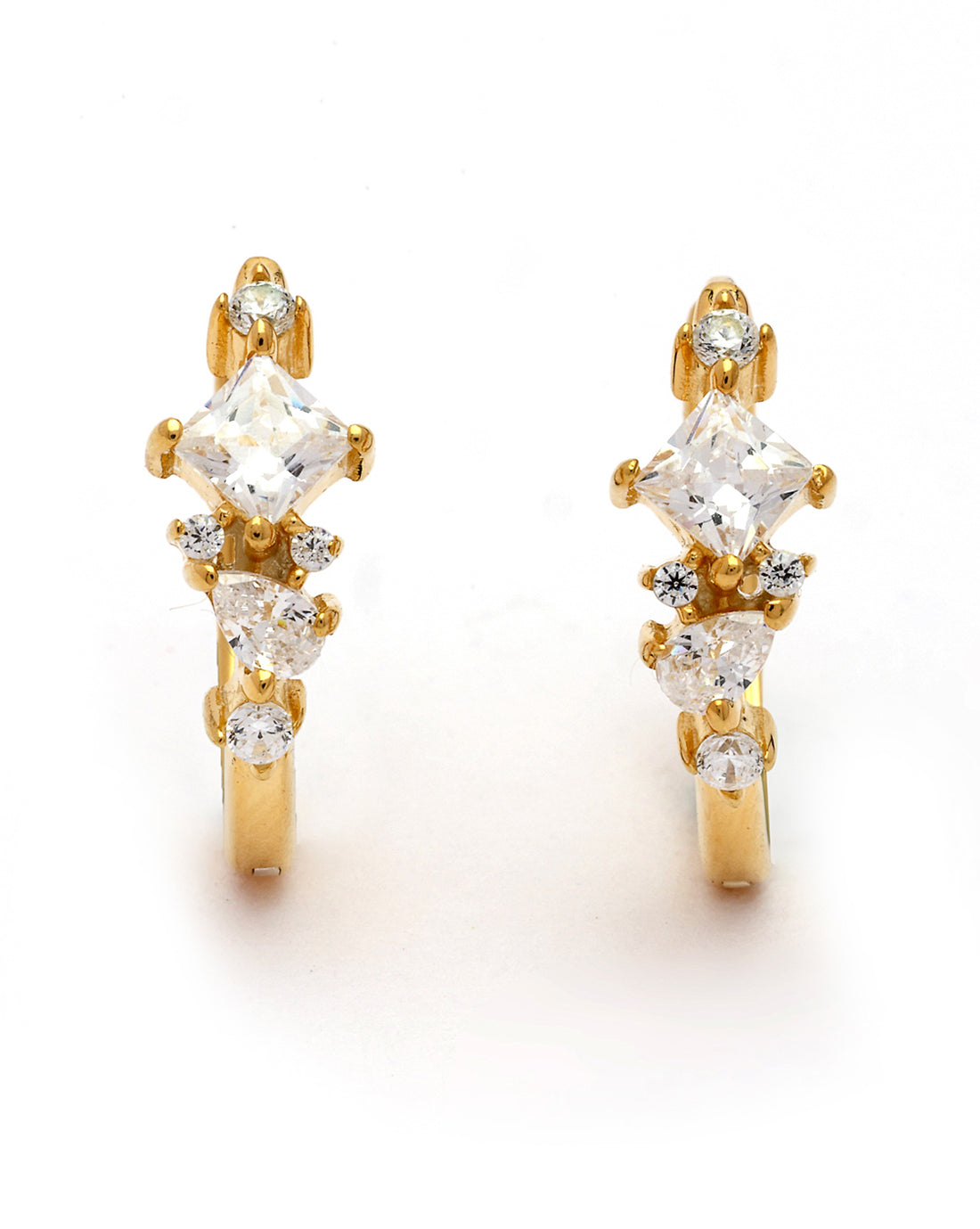 925 Sterling Silver 18kt Gold Plated CZ Oval Hoop Earring