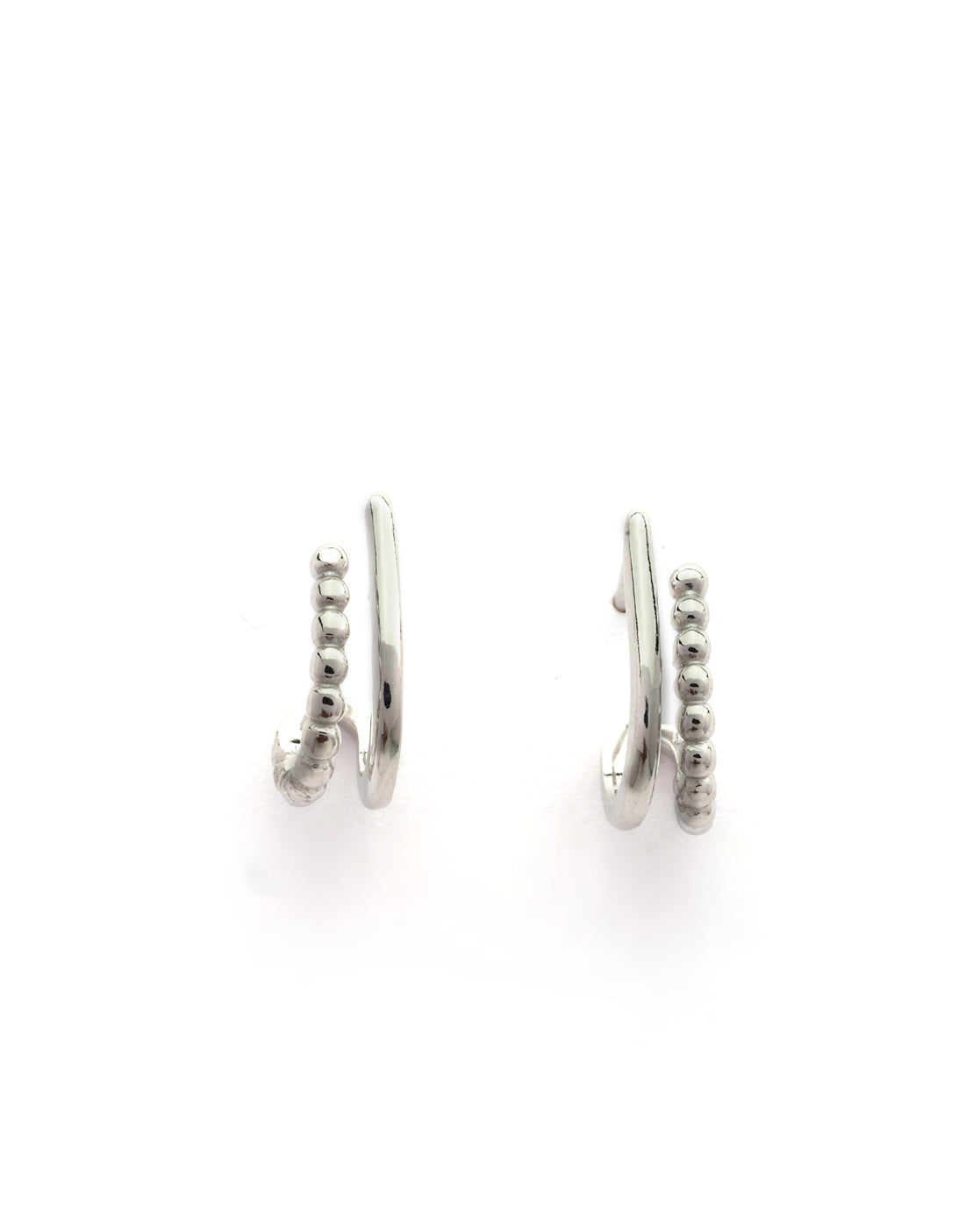Rhodium Plated Contemporary Half Hoop Earring