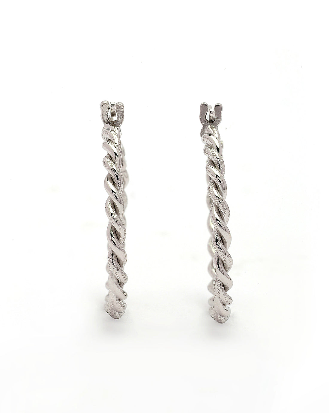 925 Sterling Silver Rhodium Plated Circular Hoop Earring