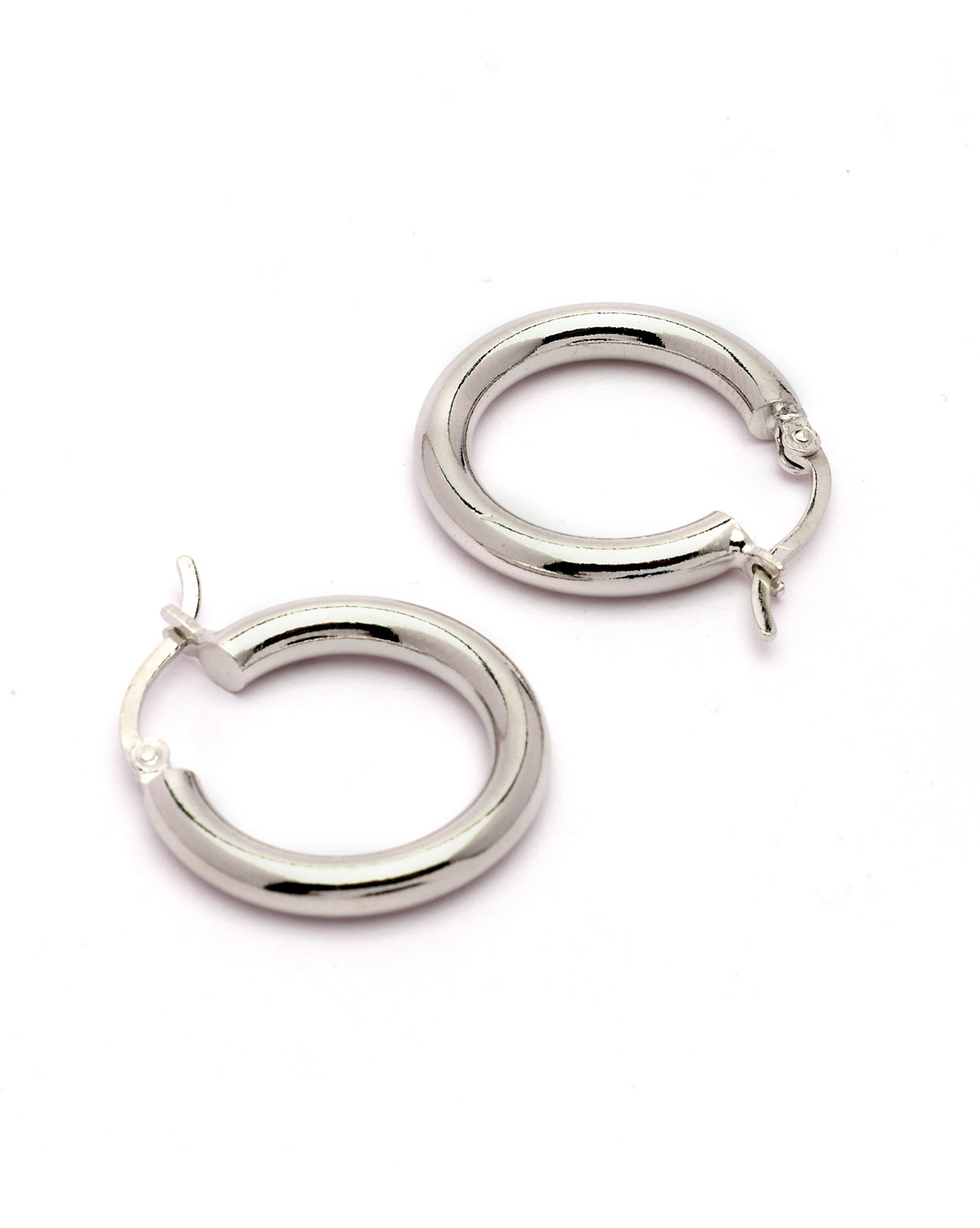 Rhodium Plated Circular Hoop Earring