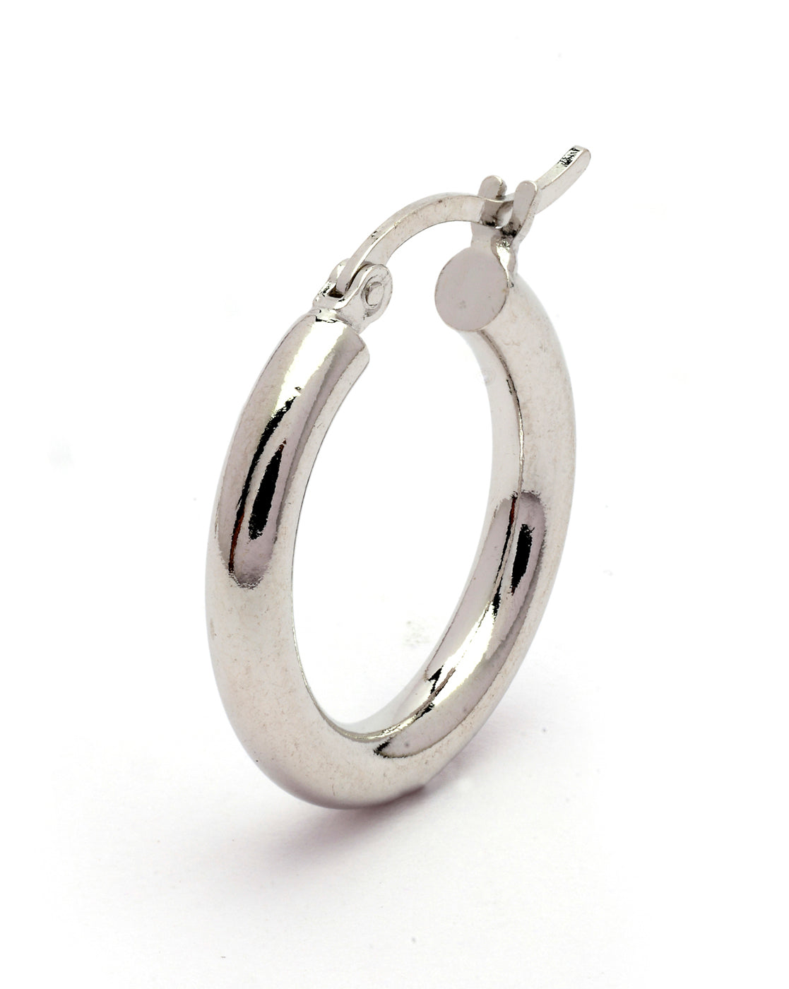 Rhodium Plated Circular Hoop Earring