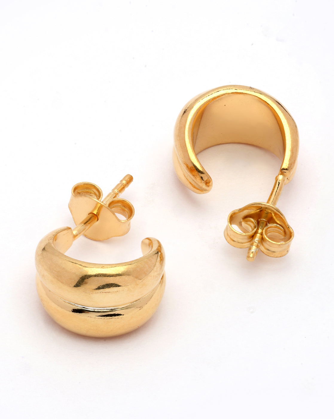 18kt Gold Plated Contemporary Half Hoop Earring