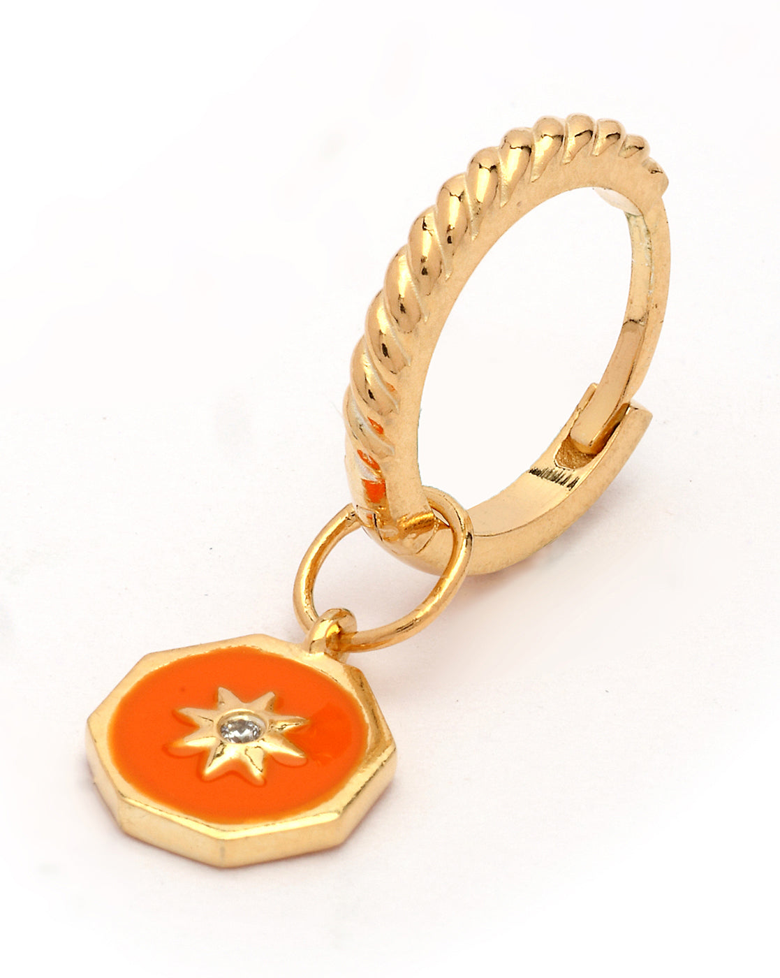 18kt Gold Plated CZ Star Enamel Hoop Earring